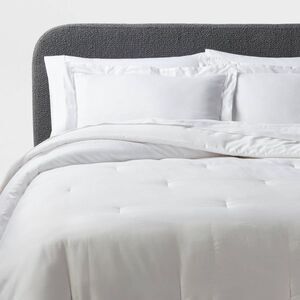 Threshold -  Cotton Sateen Comforter Set Luxe Embroid White/Light Gray